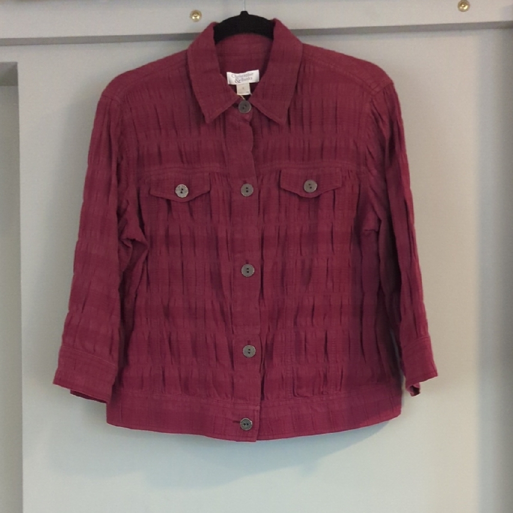 Christopher & Banks Deep Red Textured Jacket